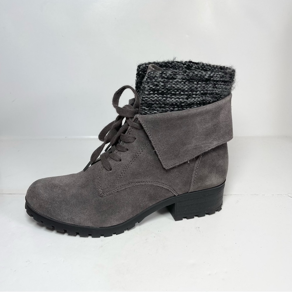 Lucky‎ Brand Heylie Lace Up Combat Boots Women’s Size 8M Gray Suede /Fabric